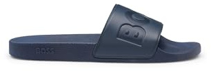 BOSS Herren Aryeh Slid In Italien gefertigte Slides mit großem Logo-Detail Dunkelblau 46 Größe 46
