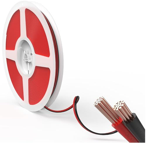 JACKYLED 18AWG 2 Core Electrical Cable, 10M (32.8ft) Low Voltage Twin Wire, Flexible Stranded Wires (Black & Red) for 12V/24V DC Applications, LED Strips, Electronics, Car Wires, Solar Lights, Etc.