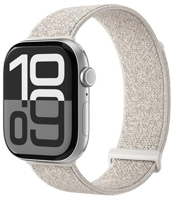 VONMÄHLEN Fitness Loop 2 – Sportarmband aus robustem Nylongewebe, stufenlos verstellbar, schweiß- und wasserabweisend, kompatibel mit Apple Watch - Größe 44 | 45 | 46 | 49mm - cream