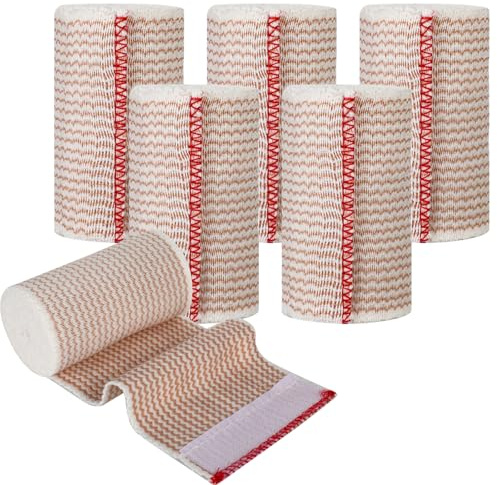 6 Stück Premium Elastische Bandage 7.5 cm Elastischer Verband Fixierbinde Sportbandage Wiederverwendbar Druckverband für Arm Bein