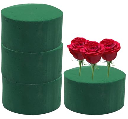 ZhongShuang 4 Stück 8x4 cm Runde Blumensteckschaum, Steckschaum für Blumen Set, Steckmasse für Frischblumen, Grün Steckschwamm Basteln, Dekorationen, Hochzeiten und Blumengeschäfte