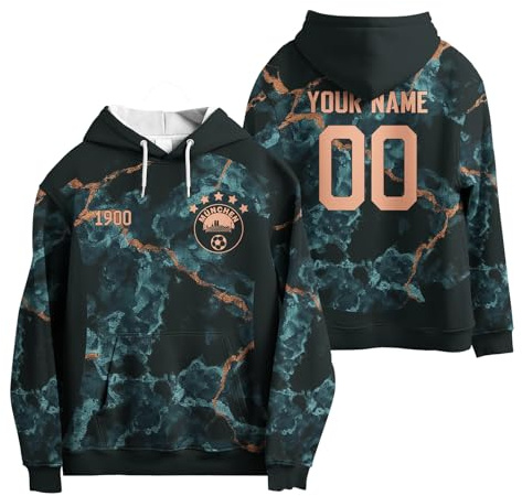 Generisch Bayern Fußball Geschenke für Jungs,Kapuzenpullover Herren & Kinder - Bayern Fanartikel Personalisierter Fußball Hoodie mit Nummer & Logo,Fussball Geschenke Jungen