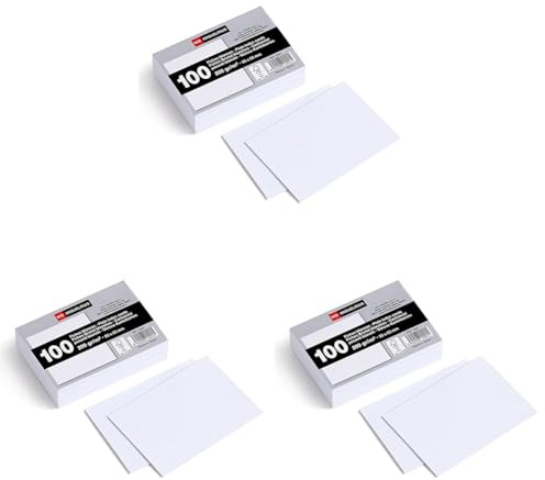 Miquelrius - Karteikarten, 100 glatte Notizkarten, Lernkarten, Größe 65 x 95 mm, 200 g/m² Offset-Kartenpapier, (Packung mit 3)