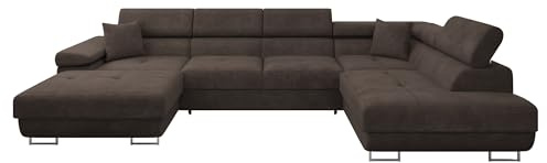 Mirjan24 Ecksofa Torezio Bis mit Bettkasten, Einstellbare Kopfstützen, Sofa mit Schlaffunktion, Eckcouch für Wohnzimmer, Polsterecke, U-Form Couch mit Bettfunktion (Lumo 40, Seite: Rechts)