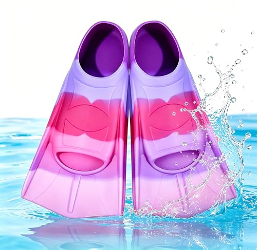 Aletas de natación para niños, 100% silicona, aletas cortas para entrenamiento, aletas cortas para niños, aletas cortas para entrenamiento de natación, entrenamiento en aguas abiertas, esnórquel