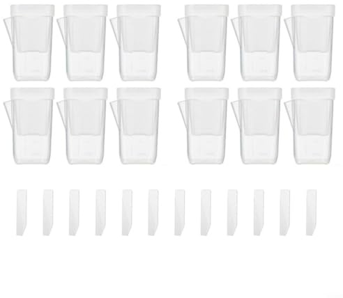 Paquete de 12 macetas transparentes de autorriego para suculentas, macetas cuadradas con separación seca y húmeda, taza interior de relleno lateral para violetas africanas Hoyas, incluye 12 etiquetas