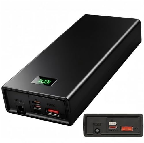 Power Bank 10000mAh PD 20W/30W QC 3.0, Batteria Esterna con Display Digitale, USB C In/Out, Uscita DC 12V 3A, Caricatore Portatile per Notebook, Smartphone, Tablet, Giacca Riscaldata