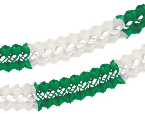 Großraumgirlande, Papier d=16 cm - 10m grün/weiss schwer entflammbar