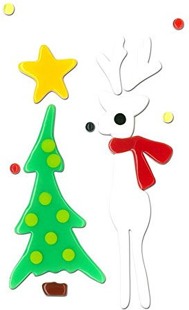 MagicGel Fensterbilder Weihnachten - Rentier weiß (10 x 17 cm), Fensterdeko für das Basteln mit Kindern