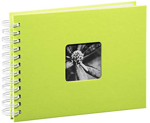 Hama Fotoalbum 24x17 cm (Spiral-Album mit 50 weißen Seiten, Fotobuch mit Pergamin-Trennblättern, Album zum Einkleben und Selbstgestalten) hellgrün
