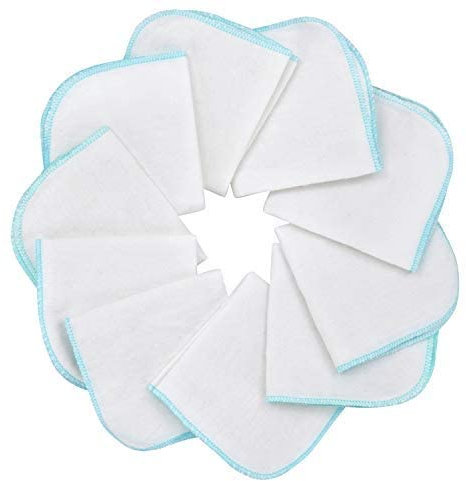 Mias 10 Panni per il bagnetto dei bambini in flanella Molton, bianco-blu, in cotone, privi di sostanze dannose/Asciugamani per bambini/Salviette cosmetiche/Telo multiuso
