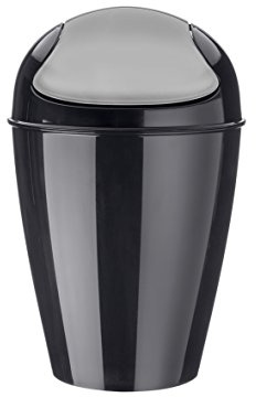 Koziol Schwingdeckeleimer 5 L Del S, Kunststoff, solid schwarz, 21,6 x 21,6 x 37 cm