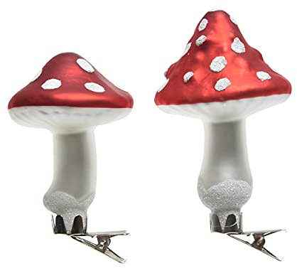 Kaemingk Glas-Pilze Tupfen a/Klipp 2s Weinachten Dekoration Deko Xmas