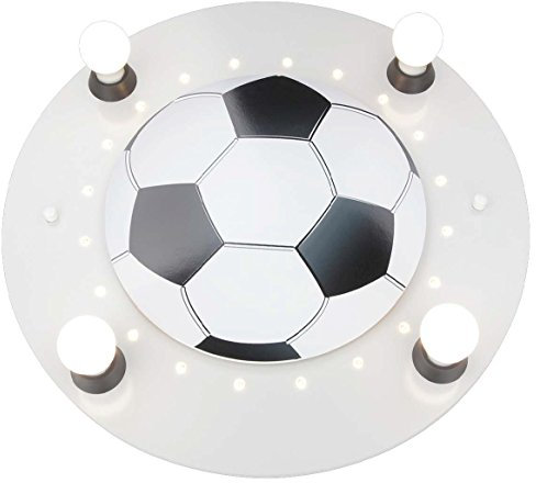 Elobra Deckenlampe Fußball Fußballlampe Kinderzimmer Wandlampe Kinderlampe, mit E14 Fassung, weiß-silber Deckenleuchte, 50 x 50 x 8 cm, ELO-126691