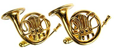 Miniblings Horn Waldhorn Instrument Hornist Manschettenknöpfe - Handmade I Manschettenknopf Cufflinks Hemdknöpfe I schöne Holzbox inklusive - Horn Waldhorn Instrument Hornist
