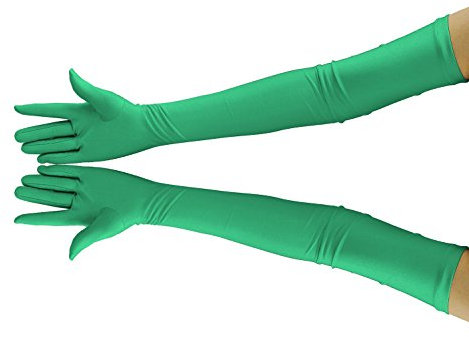 Ensnovo lange Handschuhe für Erwachsene, 51,1 cm, über Ellenbogen, Stretch, Opernhandschuhe, Spandex - Gr�n - Large