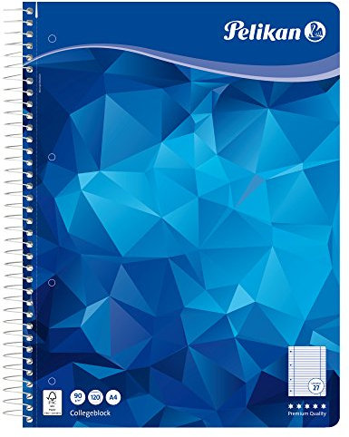 Pelikan 100090 Spiralblock A4, 120 Blatt, Lineatur 27 (liniert), Schulschreibpapier, 90g/m², FSC Mix, weiß, mehrfarbig