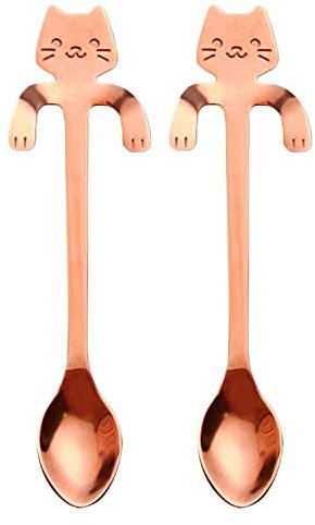 2 Stücke Katze Löffel Set Edelstahl Kaffee Löffel Teelöffel