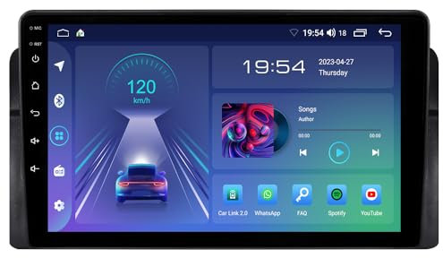 JUNHUA 9 Autoradio mit navi 2G+32G Ersatz für BMW E46 M3 325 3er 318 320, Unterstützt Wireless Carplay Android Auto, 1280x720 Pixel, DSP BT WiFi