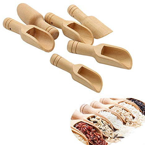 Holzlöffel Klein, 6 Stücke Mini Holz Schaufeln, Badesalz Löffel, Holzschaufel für Salz, Löffel, Küchenutensilien, Milchpulver, Kaffee, Gewürze, Tee
