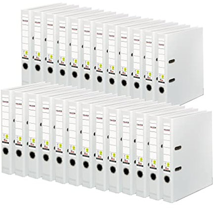 Original Falken 25er Pack PP-Color Kunststoff-Ordner. Made in Germany. 5 cm schmal DIN A4 weiß Ringordner Vegan Aktenordner Briefordner Büroordner Plastikordner Schlitzordner