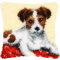 XUJINGJIE Knüpfkissen Zum Selber Knüpfen Kissenbezug Stickerei Häkelgarn Kit DIY Kissenbezug Making Kit Für Erwachsene Und Kinder, Hund, 43X43cm