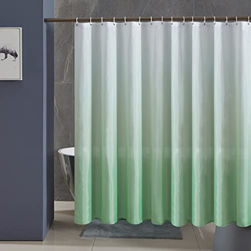 Furlinic Duschvorhang Überlänge Badvorhang Anti-schimmel für Dusche und Badewanne in Bad Textile Vorhänge aus Stoff Antibakteriell Wasserdicht Weiß nach Grün Extra Breit 240x200cm mit 16 Haken.