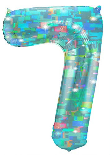 Folat 66047 - Folienballon Zahl 7 - Aqua ca. 101 cm