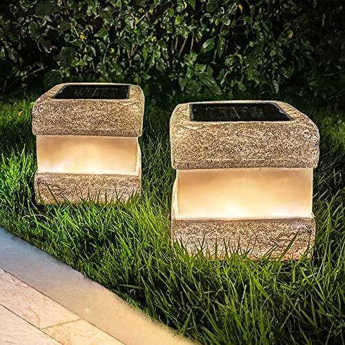 2 Pack Solar Rock Lights Outdoor, Fake Stone Waterproof Garden Decor