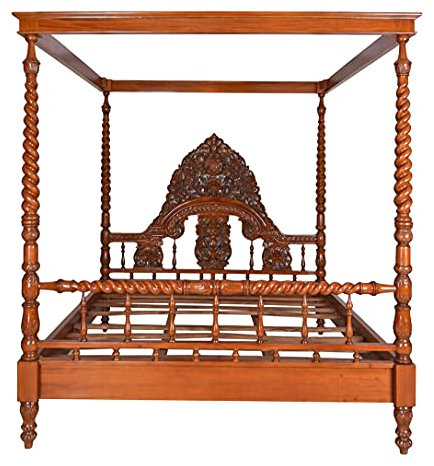 XXL Himmelbett Mahagoni Doppelbett Antik Ehebett Massivholz 180x200cm Vier Pfosten Bett mar219 Palazzo Exklusiv