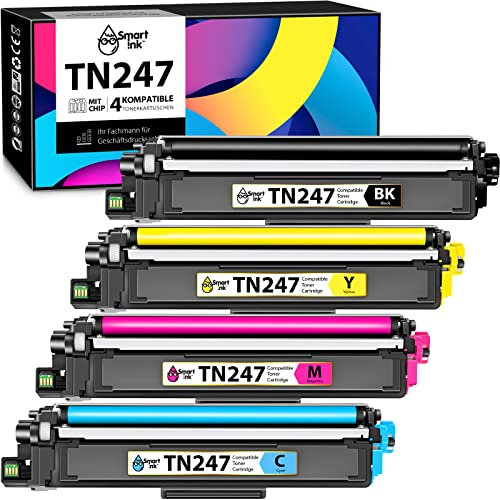 Smart Ink kompatible Tonerkartusche als Ersatz für Brother TN247 TN-243CMYK TN 247 (Schwarz Cyan Magenta Gelb) kompatibel mit Brother MFC-L3750CDW DCP-L3550CDW MFC-L3770CDW HL-L3230CDW HL-L3210CW