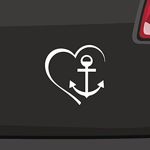Herz Aufkleber mit Anker Sticker Rügen Sylt Usedom Nordsee Segeln JDM Ostsee in 6 Größen und 21 Farben