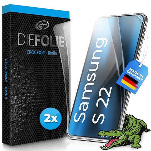 Crocfol Schutzfolie vom Testsieger [2 St.] kompatibel mit Samsung Galaxy S22 - selbstheilende Premium 5DLangzeit-Premium Schutzfolie (Case-Friendly)