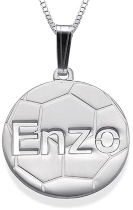 MyNameNecklace – Personalisierte Halskette mit Fußball-Anhänger aus 925er Sterlingsilber – Geschenk mit Gravur für Männer, Vater, Ehemann | Vatertag (925er Sterling Silber)