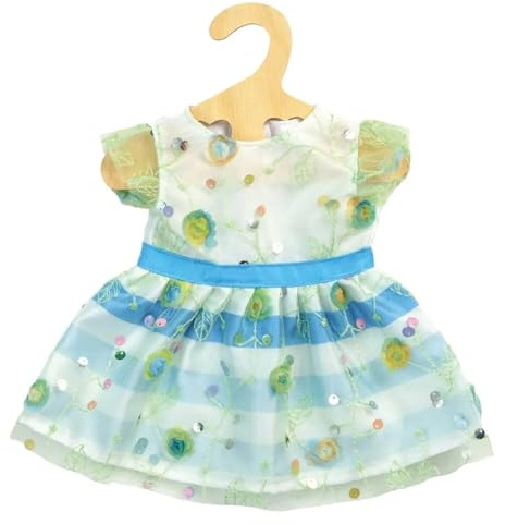 Heless 2232 - Puppenkleidung im Design Blumenmeer, sommerliches Kleid mit feinen Pailletten-Blumenstickereien für Puppen und Kuscheltiere der Größe 35 - 45 cm