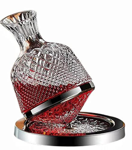 Jarler - Set di decanter per vino rosso in cristallo, caraffe aeratore per vino in vetro rotante, 1,5 l, soffiato a mano, senza piombo, regalo per gli amanti del vino, regalo per la festa del papà