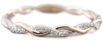 Générique Bague Twist Diamant Full Eternity Alliance Bague Twist en Or Rose, Taille 6 Portable et Utile