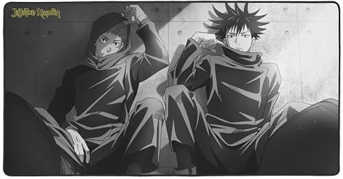Konix Jujutsu Kaisen Tapis de Souris Gaming XXL 90 x 46 cm - Base antidérapante en Caoutchouc - Motif Yuji et Megumi