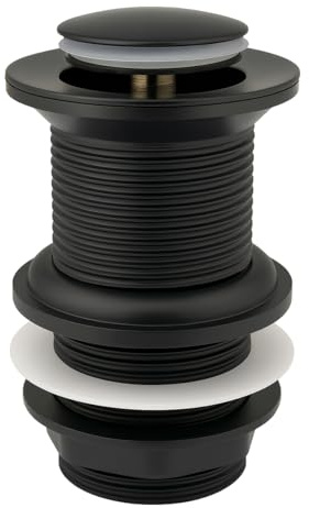 Xcel Home™ Unslotted Black Replacement Click Clack Basin Waste | Quality Brass Pop-Up Bathroom Sink Plug | Standard G 1 1/4 BSP Connection | 1 pc