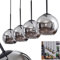 Hängeleuchte Koyoto, Hängelampe aus Metall/Glas in Schwarz/Chromfarben, Leuchte 4-flammig im Vintage/Retro Design mit Schirmen aus Glas (Ø 15 cm), Höhe max. 147,5 cm, 4 x E27, ohne Leuchtmittel