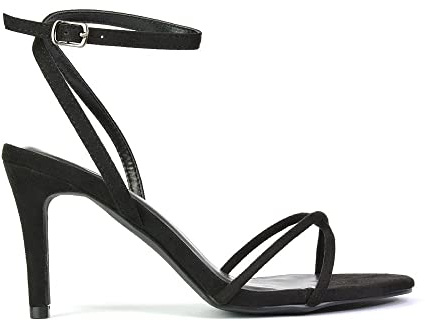 ESSEX GLAM Ankle Strap Stiletto Heels Ladies Open Toe Strappy Mid Heel Sandal Shoes Size 3-8