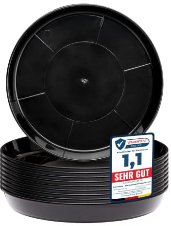 Garronda Blumentopf Untersetzer GD-0026 (10 Stück Schwarz, ⌀ 15cm H 2,3cm)