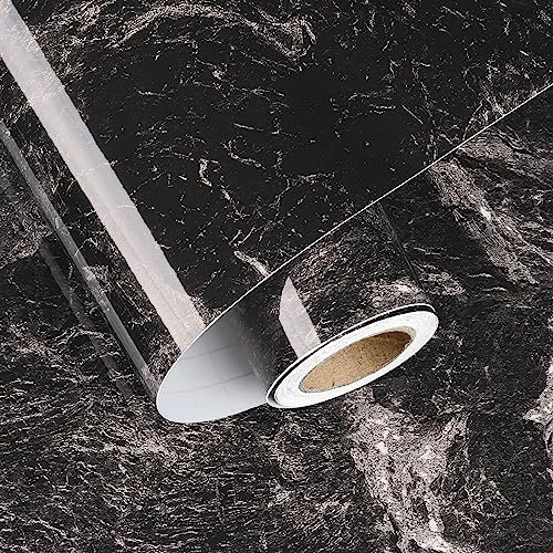 HotDecor Dekofolie Möbelfolie Selbstklebend Tapete Schwarz 60cm X 300cm PVC Klebefolie Möcel Selbstklebende Folie Arbeitsplatte Küche Küchenschränke Klebefolie Schwarz Abwaschbar Küchenrückwand Folie