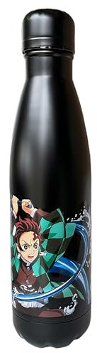 Nemesis Now Bouteille d'eau Demon Slayer Tanjiro 500 ml, 27,4 cm, acier inoxydable, noir