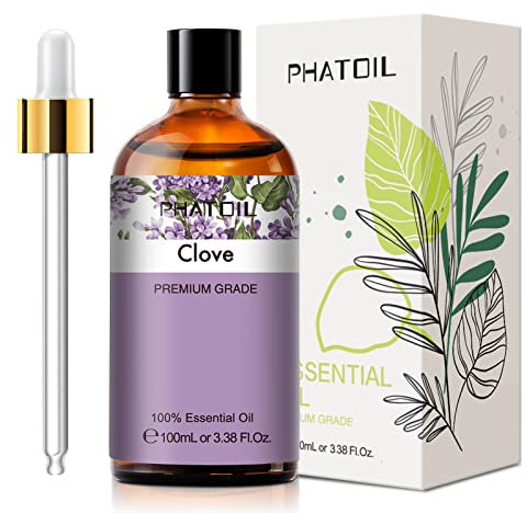PHATOIL Huile Essentielle de Girofle 100 ml, Huile Essentielle pour Diffuseur Pure Naturelle Aromathérapie, Huile de Giroflier pour Humidificateur, DIY Bougies