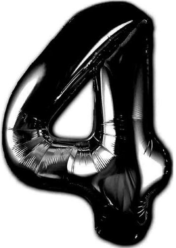 Luftballon 4. Geburtstag Zahl 4 Schwarz XXL Riesen Folienballon 100cm Geburtstagsdeko Ballon Zahl Deko zum Geburtstag. Fliegt mit Helium.