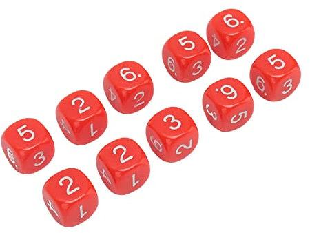 ciciglow 20-teiliges 6-seitiges Zahlenwürfel-Set, Klare Zahlen, Langlebiger Kunststoff, Kleine Größe für Brettspiele und Unterricht (Rot)