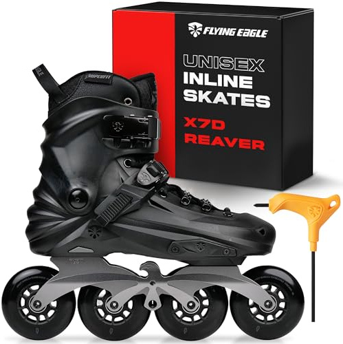 Flying Eagle X7D Reaver - Erwachsene Inline-Skates Herren Urban, Inline-Skate Outdoor, Erwachsene Rollschuhe Herren, Freeskates, Skaterschuhe für Urban Skating - Schwarz, Herrengröße:8 US / 41 EU