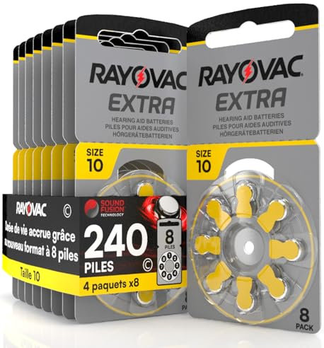 240 Batterien für Hörgeräte Rayovac Extra 10. - 30 Blister à 8 Batterien