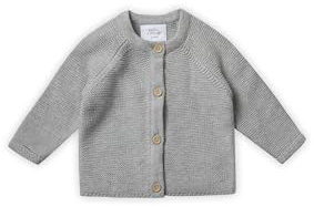 Stellou & friends Cardigan-Strickjacke für Baby & Kleinkind mit Knöpfen in Holz-Optik, Mädchen & Jungen Hochwertige Kleidung aus 100% Baumwolle, Perfekt für Herbst & Winter, Stone Grey Melange 98-104